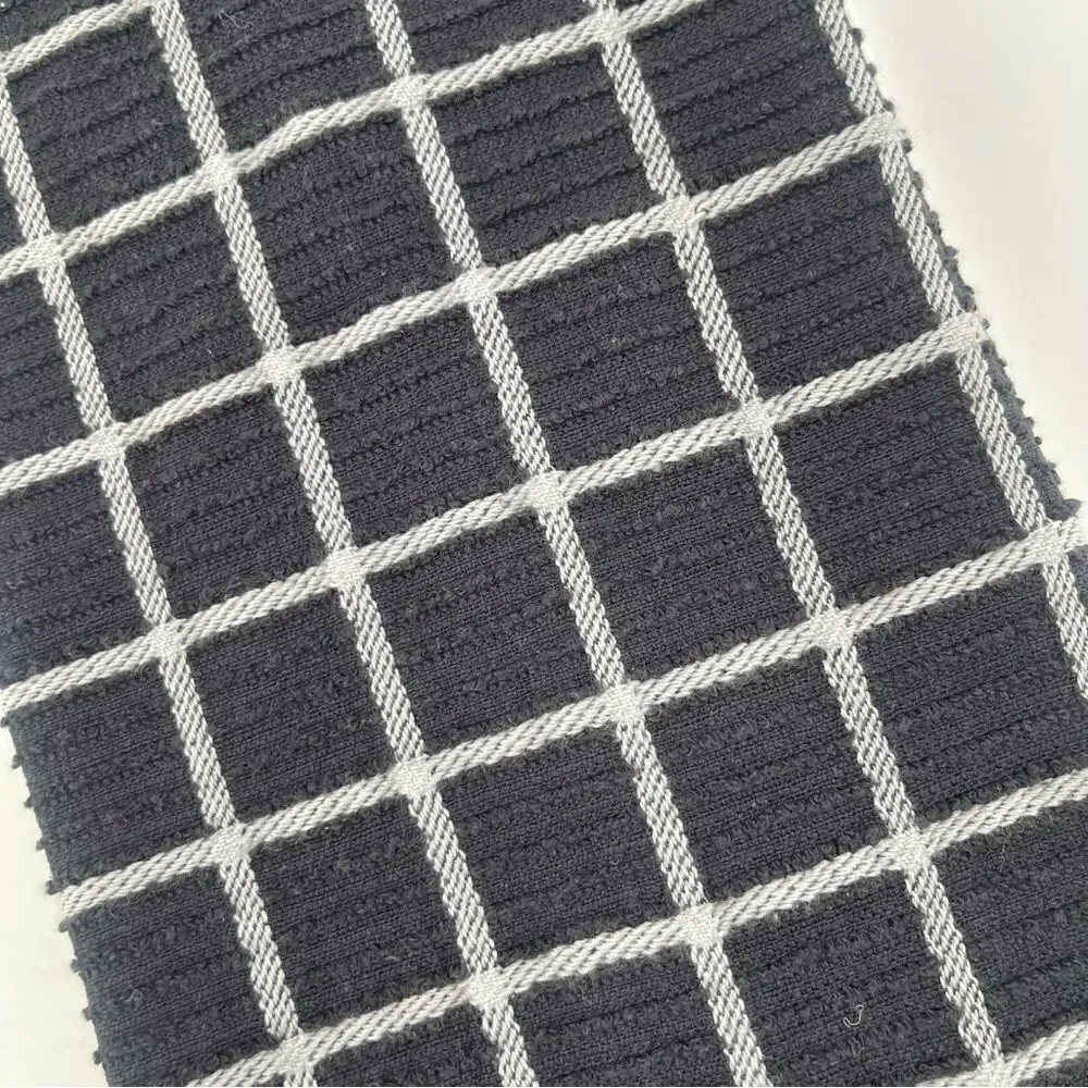 COFFEE BREAK Embroidered Cotton Black White Kitchen Towels, Set of 2, 16” x 28”